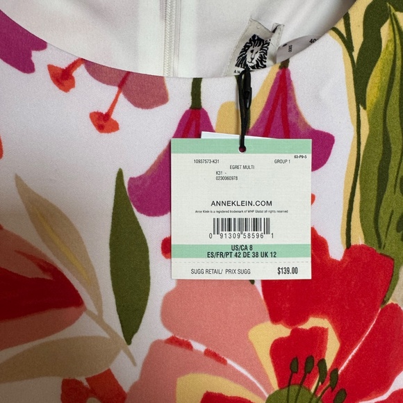 $139 NWT Women’s Floral Print Sleeveless Short Dress Anne Klein Size 8 - Picture 3 of 3